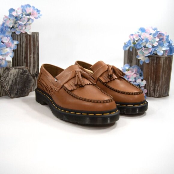 Dr. Martens Shoes - Dr. Martens Adrian Woven British Tan Analine Loafer Oxford Shoes Size 8 NIB